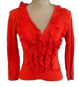 Anthropologie Roaming Frills Cardigan Pullover rot von Guinevere Gr. XS - Bild 1 von 7