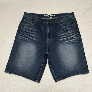 Pantaloncini Phat Farm Taglia 40x11 Blu Baggy Y2K Jeans Shorts Denim 100% Cotone Relaxed - Foto 1 di 14