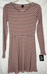 Art Class Girls' Ribbed Skater Long Sleeve Dress Multicolor Size XL (14/16) A097 - Picture 1 of 1