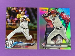 Trea Turner 2018 Topps Rainbow Foil #44 + 2019 Topps Finest Refractor #48 Lot - Picture 1 of 4
