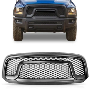 Front Upper Hood Grille Rebel Style Honeycomb Fit 2013-2018 Dodge Ram 1500 - Picture 1 of 6