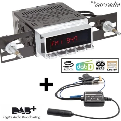 RetroSound Radiomodul Motor-1DAB mit Chrom Display DAB+ Retro Autoradio AUX MP3 - Bild 1 von 4