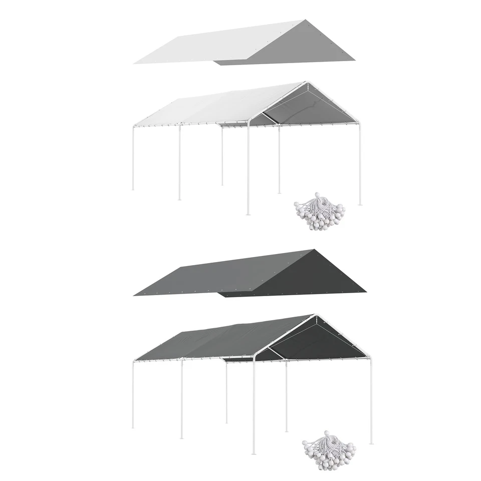 Outsunny 10 x 20ft Carport Replacement Canopy Cover, UV Resistant