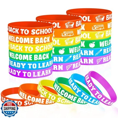 60 Piezas Pulseras Bienvenidas a la Escuela Pulseras Silicona Goma Primer Día  Foto 1 de 4