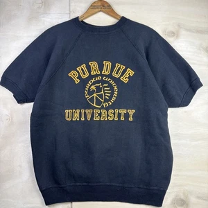 Felpa manica corta floccata Allen A Purdue University vintage anni 60 taglia XL - Foto 1 di 8