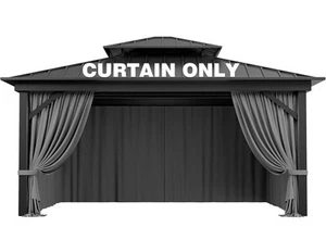 CURTAIN ONLY Gazebo Curtain Replacement Universal 4-Panel Sidewalls 12 X 14 - Picture 1 of 8
