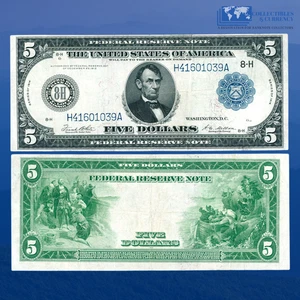 1914 $5 Five Dollars Federal Reserve Note St.Louis, VF+, LARGE CURRENCY #01039 - Picture 1 of 1