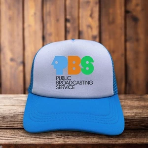 PBS Mens Trucker Hat Blue Snapback Vintage TV 1969 Public Broadcast Ball Cap - Picture 1 of 7