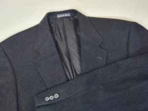 Roundtree and Yorke Suit Jacket Blazer Mens Size 44L Black Camel Hair - Picture 1 of 6