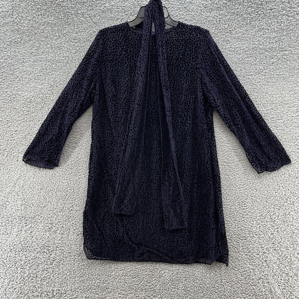 Vestido Akris Mujer 14 Púrpura Berenjena Terciopelo Burnout Relajado Abertura Lateral Túnica Foto 1 de 4