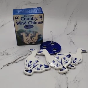 Mini campanas de viento de porcelana gansos de porcelana estilo Delft azul de colección LEER - Imagen 1 de 14