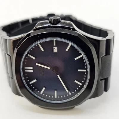 Reloj Hombre BUREI 40MM Negro Azul Esfera Negro Estuche Pulsera 6" Batería Nueva Foto 1 de 4