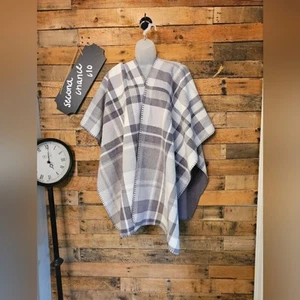 Rachel Rachel Roy Damen grau karierter Wendeponcho - Größe OS - Bild 1 von 14
