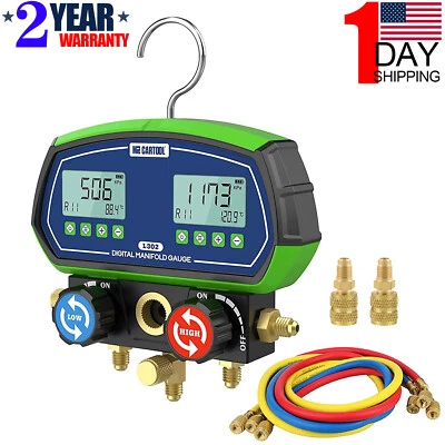 HVAC/AC Refrigerant Manifold Gauge Set Digital  Vacuum Test R-1234yf R-410A R-12 - Image 1 of 4