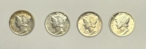 LOT OF (4) FOUR MERCURY DIMES 1941-1942-1943-1944 (GEM-BRILLIANT UNCIRCULATED) - Picture 1 of 4