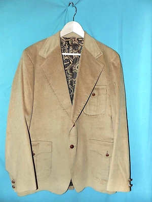 Excelente! CHAQUETA BLAZER PANA VINTAGE AÑOS 70 MW, FORRO ESTAMPADO ATÓMICO COMPLETO, 42"CH, 40"W Foto 1 de 4