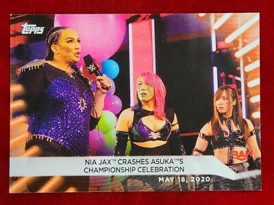 2021 Topps WWE Womens Division Nia Jax Crashes Asuka Championship Orange #d /75 - Image 1 of 2