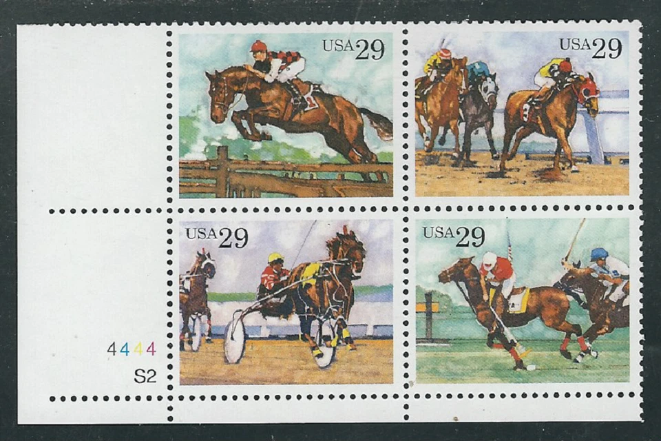 Scott #2756/9...29 Cent....Sporting Horses... Plate Block  - Image 1 of 1