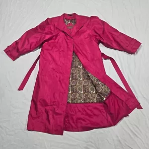 Vtg Worthington Solid Pink Trench Coat Rain Coat Overcoat 80s 90s Retro Women 14 - Picture 1 of 9