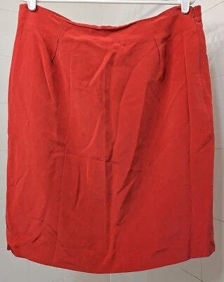 Falda lápiz corta vintage retro Jones New York roja seda talla 14 Foto 1 de 4