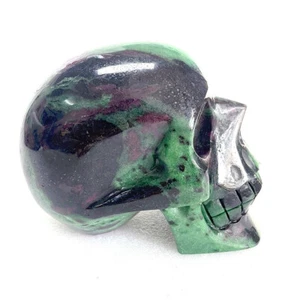 Calavera de cristal curativo estilo maya, piedra preciosa de zoisita rubí natural de 4,9 pulgadas, espiritual - Imagen 1 de 9