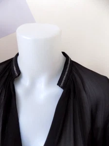Camisa de mujer Zara negra transparente con rayas brillantes EUR S EE. UU. S. S - Imagen 1 de 6