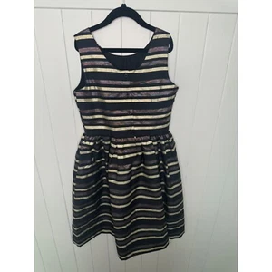 Gymboree Girl Holiday Christmas Party Silver Gold Black Shimmer Dress - Size 10 - Picture 1 of 3