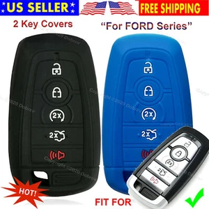 2Pcs Silicone Case Cover Protector Holder Keyless Fob for Ford Fusion Smart Key - Afbeelding 1 van 4