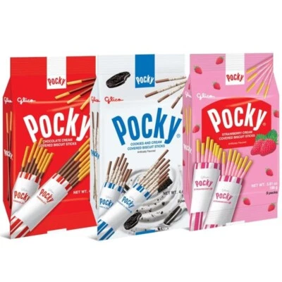 Glico Pocky Sticks bocadillos japoneses variedad chocolate fresa galletas 3 paquetes Foto 1 de 3