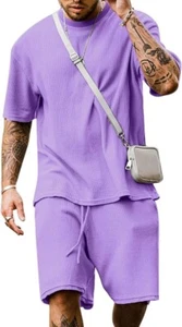 Herren Kurzarm Trainingsanzug Sommer T-Shirt & Shorts Set 2 Taschen Oversize 2XL - Bild 1 von 6