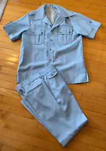 Vintage 70’s Farah Light Blue Polyester Disco Freizeit Hosenanzug Large - Bild 1 von 16