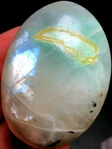 86g NATURAL green moonstones CRYSTAL plam HEALING& Black tourmaline L618 - Picture 1 of 7