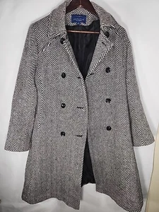 Authentic Vintage Mackintosh Gray Herringbone Wool Women's Coat Jacket Size 12 - Picture 1 of 9