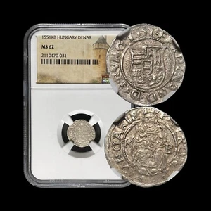 HUNGARY. 1551, Denar, Silver - NGC MS62 - Ferdinand I, Madonna with Child 031 - Picture 1 of 5