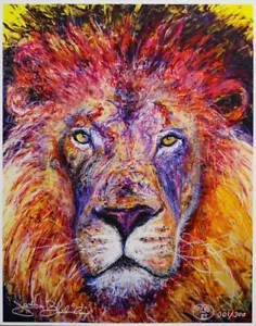 Lion Jungle King Edizione Limitata 11x14 Lino Stampa Belle Arti Firmata #'d/300 - Foto 1 di 3