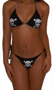 NWT Surrender The Booty Pirate Skull Jolly Roger Triangle Top 2 piece Bikini - Picture 1 of 10