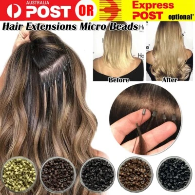 100-1000x Hair Extension Micro Rings Beads Silicone Lined MicroBead 5x3mm Links - image 1 of 4