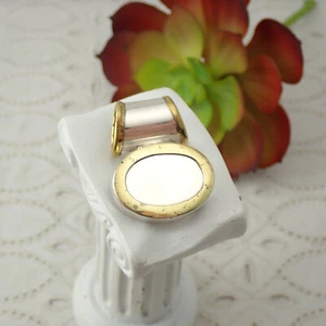 Vintage Laton Sterling Silver w Brass Accent oval Slider Pendant Weighs 15 Grams - Picture 1 of 10