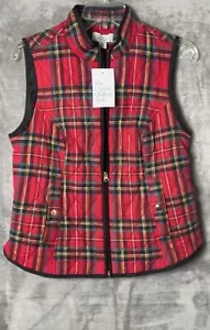 🆕 Croft & Barrow Black and Red Check Vest Black Inside Petite Extra Small - Picture 1 of 8