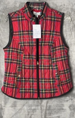 🆕 Colete Croft & Barrow xadrez preto e vermelho preto por dentro pequeno extra pequeno - Imagem 1 de 4