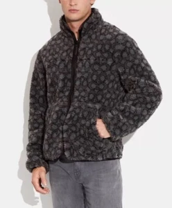 Giacca sherpa Coach uomo firma grafite logo all over nero grigio taglia XXL NUOVA CON ETICHETTE - Foto 1 di 10
