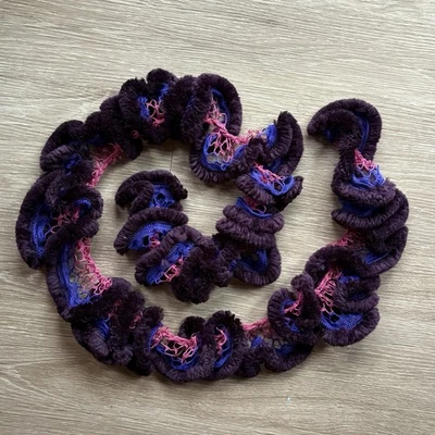 Woman’s CROCHET SPIRAL SCARF Fashion Retro Blue Pink Fancy Grunge - Image 1 of 4