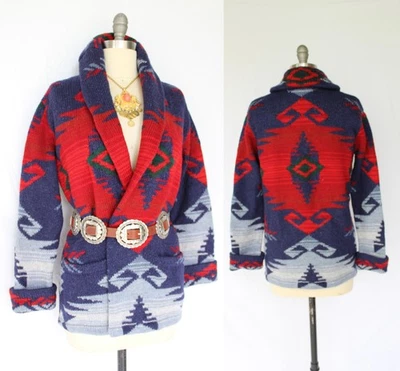 RALPH LAUREN vintage wool Cardigan wool sweater Aztec southwestern tribal jacket - Image 1 of 4
