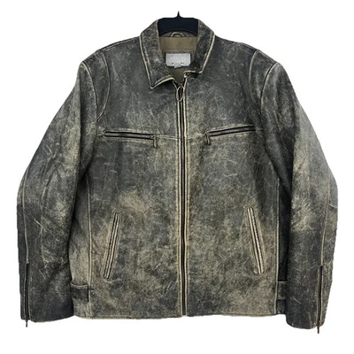 Vintage Wilsons M Julian Brown Leather Distressed Moto Biker Jacket Mens Sz XL - Image 1 of 4