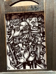 Original Aceo Artwork In Wood Chair Display Alex Deranged - Picture 1 of 10