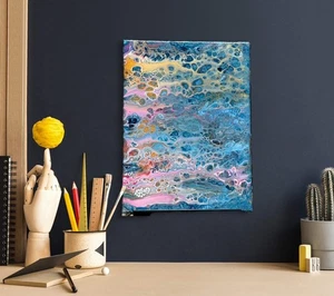 Titled "Neon Reef" 16 x 20 Acrylic Abstract Art Painting on Canvas - Imagen 1 de 1