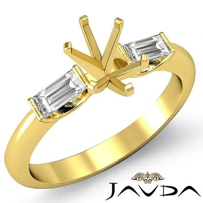 3 Stone Diamond Engagement Baguette Oval Semi Mount Ring 18k Yellow Gold 0.3Ct - Image 1 of 3