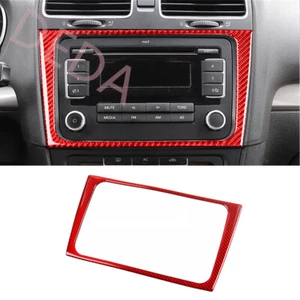 Red Carbon Fiber Center Console CD Switch Panel Trim For VW Golf 6 MK6 GTI 08-12 - Picture 1 of 16