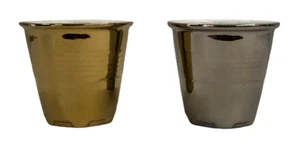 TAZZINA CAFFE' BICHIERINO IN CERAMICA CROMATA ORO O ARGENTO TAZZA CUCINA H CM 6 - Imagen 1 de 6