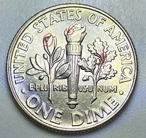 2017 P U.S. Roosevelt Dime🔥REV & OBV DIE CHIPS🔥LARGE🔥CHIPS🔥 FREE SHIPPING - Picture 1 of 5